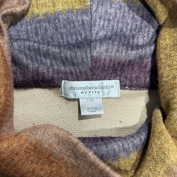 Christopher & Banks Petite multicolor striped cowl neck sweater Size PXLarge - Picture 3 of 4